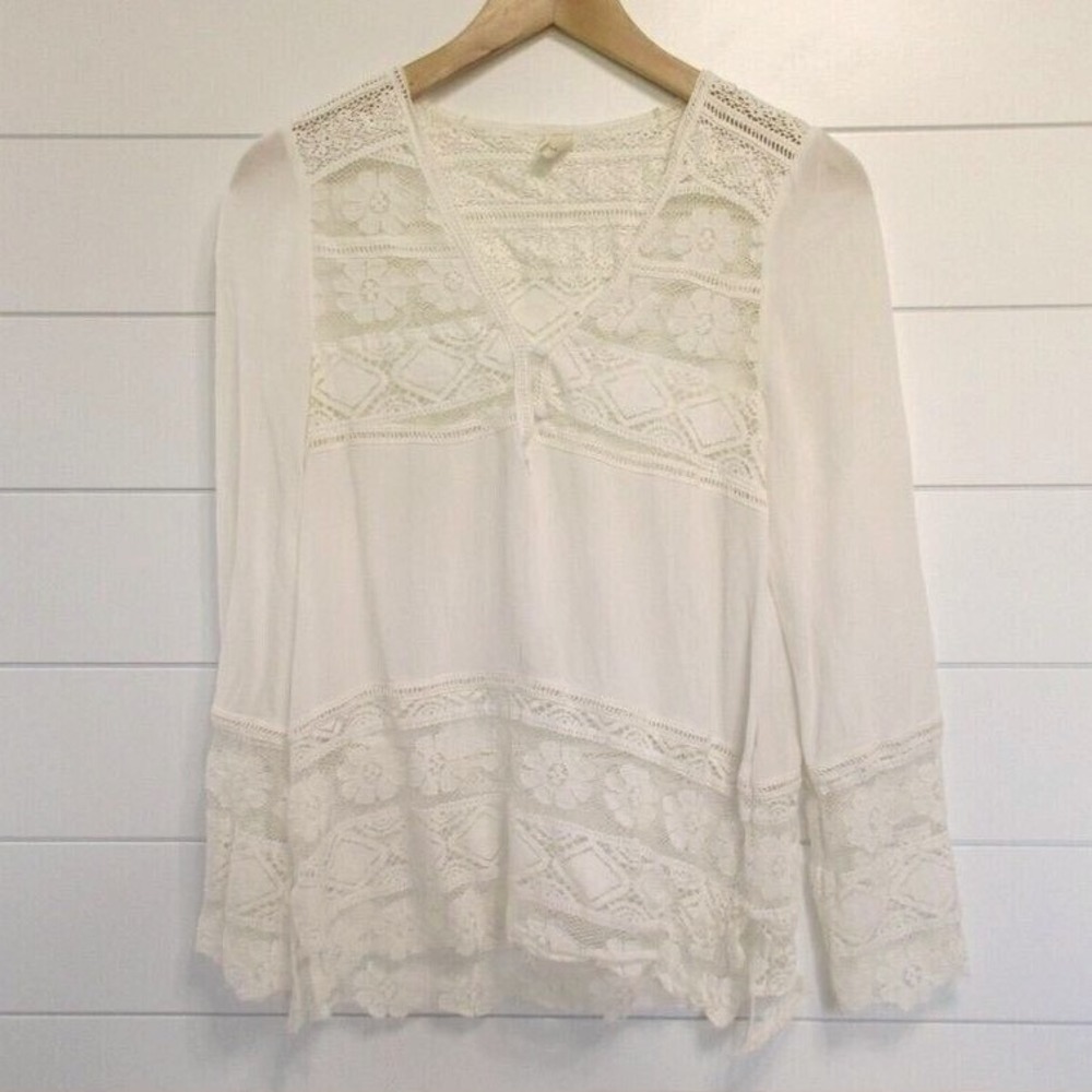 SPELL‎ & The Gypsy Womens Sienna Lux Lace Blouse Top size XS White Cottagecore